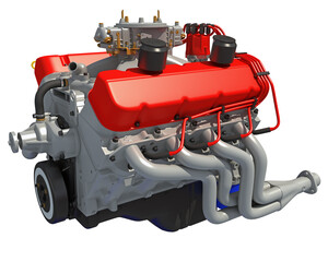 8 Cylinder V8 Diesel Engine 3D rendering