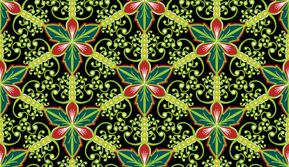 Geometric ethnic oriental pattern traditional Design for background,carpet,wallpaper,clothing,wrapping,Batik,fabric,Vector illustration.embroidery style.