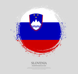 Creative circular grungy shape brush stroke flag of Slovenia on a solid background