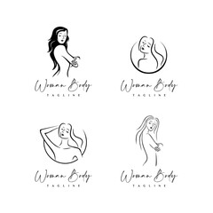 set of minimalist woman body abstract design