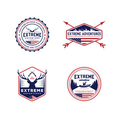 Vintage of american hunting badges and logo design emblem  set