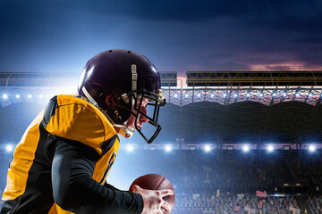 Businessman acting as american football players