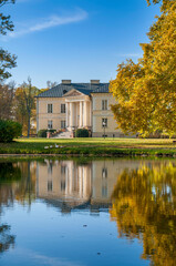 Fototapeta na wymiar Palace and park complex in Dobrzyca, city in Greater Poland Voivodeship.