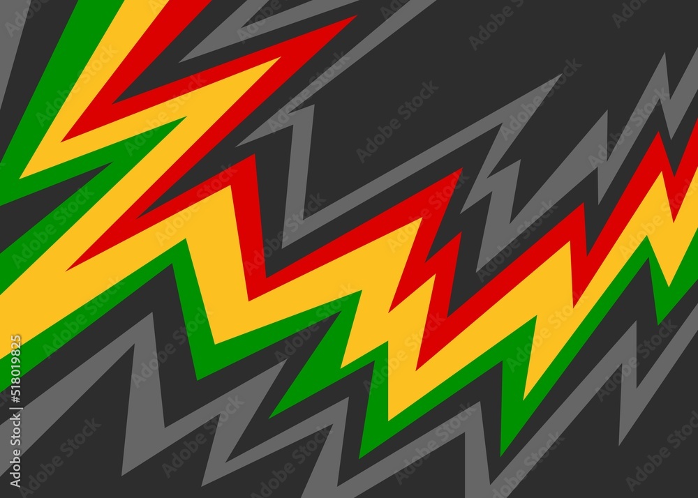 Poster abstract background with gradient zigzag pattern and with jamaican color theme