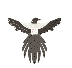 flying bird with beautiful tail cartoon vector illustration