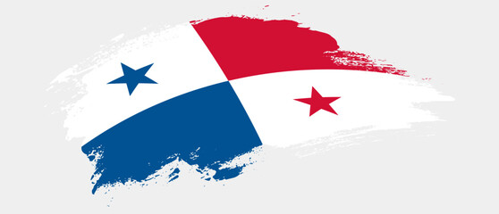 National flag of Panama with curve stain brush stroke effect on white background
