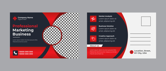 Red Corporate business modern postcard or EDDM postal card design template for business promotion services stationary design