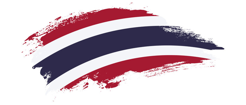 National flag of Thailand with curve stain brush stroke effect on white background
