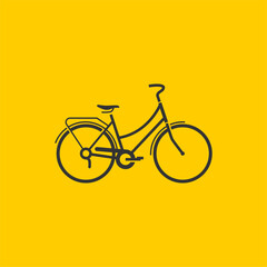 Bicycle icon on yellow background Dutch bike silhouette icon vector