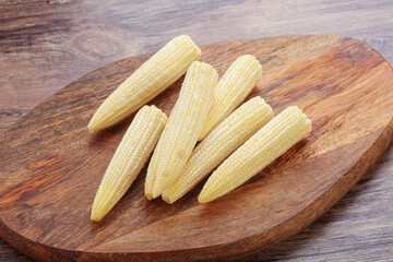 Raw natural organic baby corn