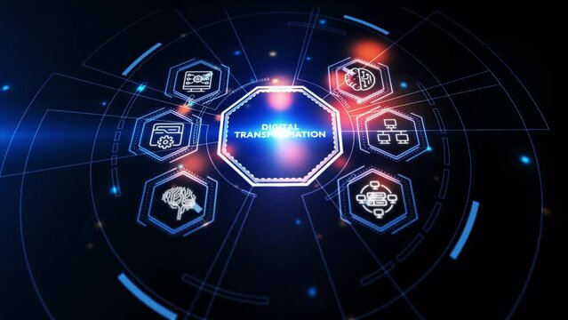 Concept of digitization of business processes and modern technology. Digital transformation.