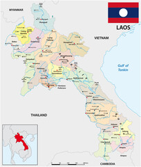 Lao Peoples Democratic Republic administrative vector map