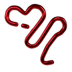 3d Love doodle line red metallic