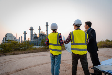 Businessman and engineer meeting and discuss project in working site, Teamwork project concept.