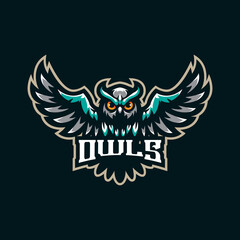 Owl mascot logo design vector with modern illustration concept style for badge, emblem and t shirt printing. Angry owl illustration for sport team.