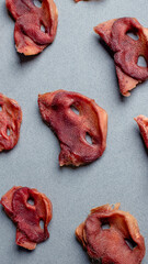 Natural dried treats for dogs. Treats for rewarding and training dogs. Dried meat products for...
