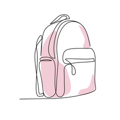 School backpack vector illustration drawn in line art style