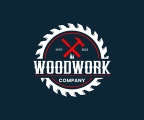 Fototapeta na wymiar Woodwork Logo Design Vector Template