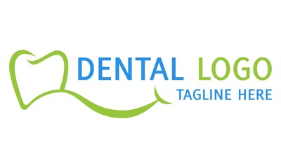 Fototapeta na wymiar Green and Blue Abstract Smile Health Dental Clinic White Logo Design