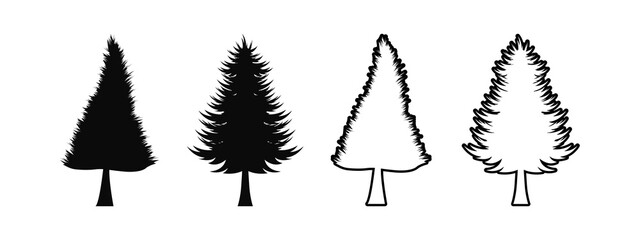 Pine tree icon set design template vector illustration