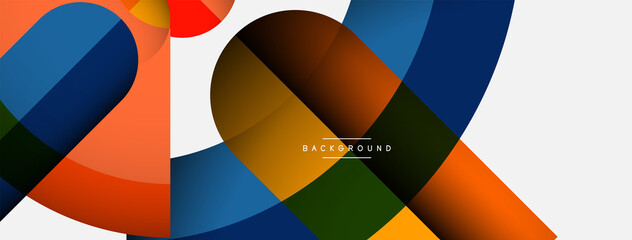 Geometric abstract background. Round shapes, circles, lines composition for wallpaper banner background or landing page