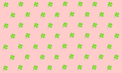 Clover leaf pattern background illustration, nature theme with green and pink color 