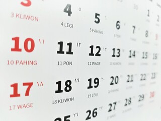 close up of a calendar