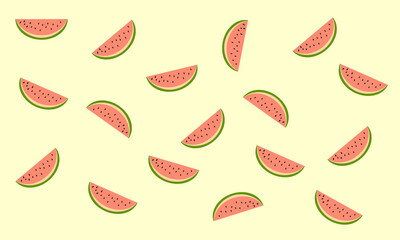 Watermelon pattern background illustration, nature theme with green and pink color 