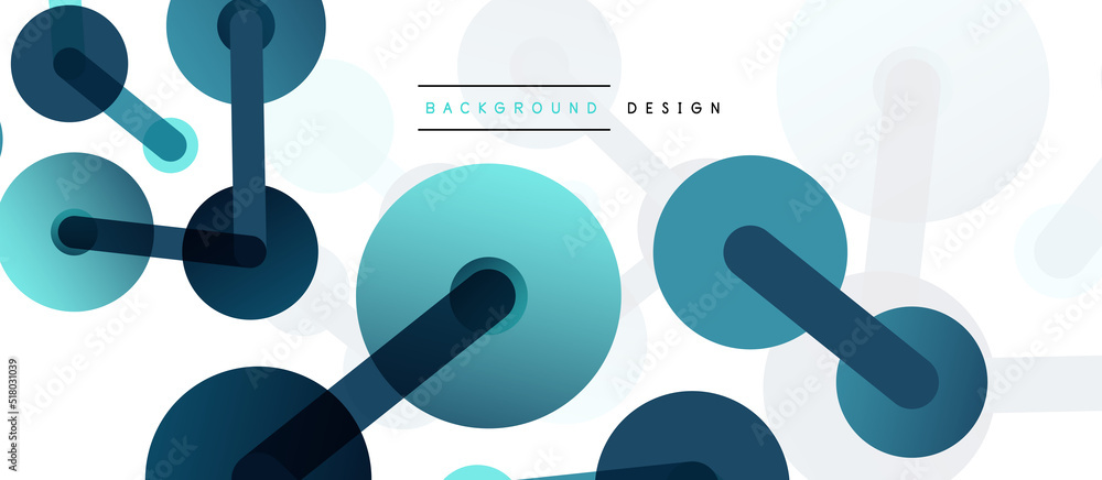 Poster line points connections geometric abstract background. circles connected by lines. trendy techno bus