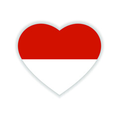 Flag of Indonesia in Heart Love Shape Vector Illustration