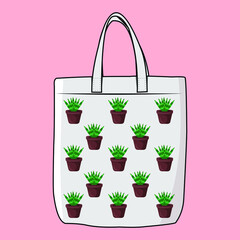 The Modern Look of White Fabric Canvas Totebag or Goodie Bag Isolated on White Colour Background