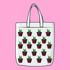 The Modern Look of White Fabric Canvas Totebag or Goodie Bag Isolated on White Colour Background