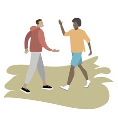 Fototapeta premium Meeting of friends. Professional recognition concept. Flat vector illustration .