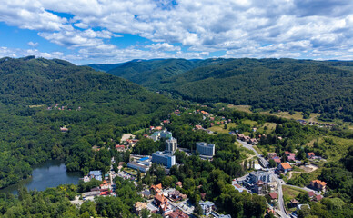 Fototapeta na wymiar Aerial landscape of Sovata resort - Romania