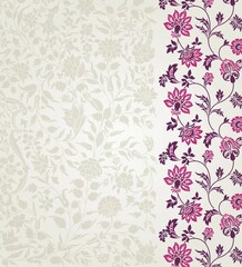 wedding card design, traditional paisley floral pattern , royal India	