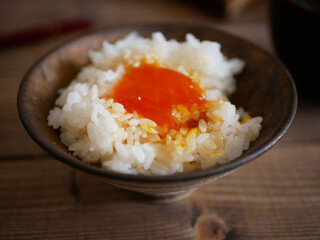 卵の黄身の醤油漬けご飯