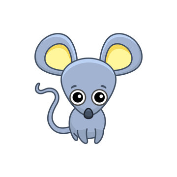 Farm animal. Funny little mouse in a cartoon style