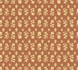 Japanese Silhouette Flower Bouquet Vector Seamless Pattern