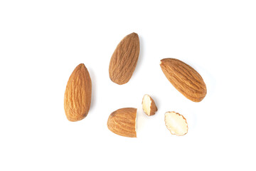Almond nut isolated on white background.