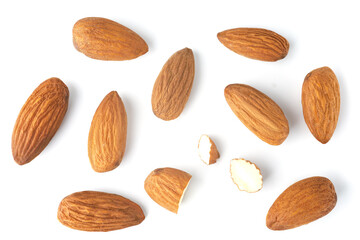 Almond nut isolated on white background.