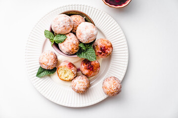 deep fried balls delicious curd pastries yeast dough snack
