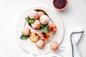deep fried balls delicious curd pastries yeast dough snack