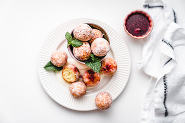 deep fried balls delicious curd pastries yeast dough snack