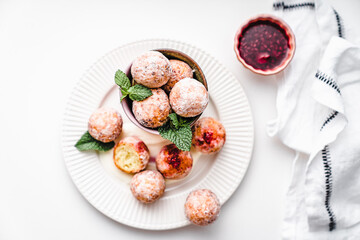 deep fried balls delicious curd pastries yeast dough snack