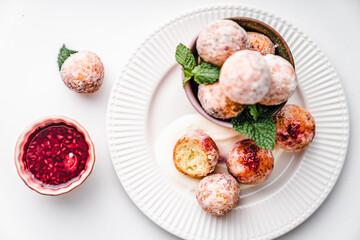 deep fried balls delicious curd pastries yeast dough snack