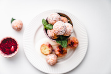 deep fried balls delicious curd pastries yeast dough snack