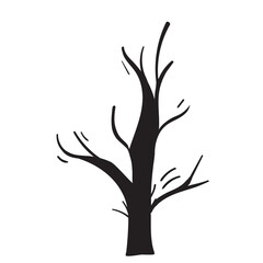 Silhouette of the tree doodle. Vector Illustration