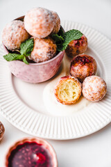 deep fried balls delicious curd pastries yeast dough snack