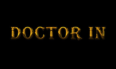 doctor outside sign in black background and gold letter