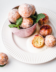 deep fried balls delicious curd pastries yeast dough snack